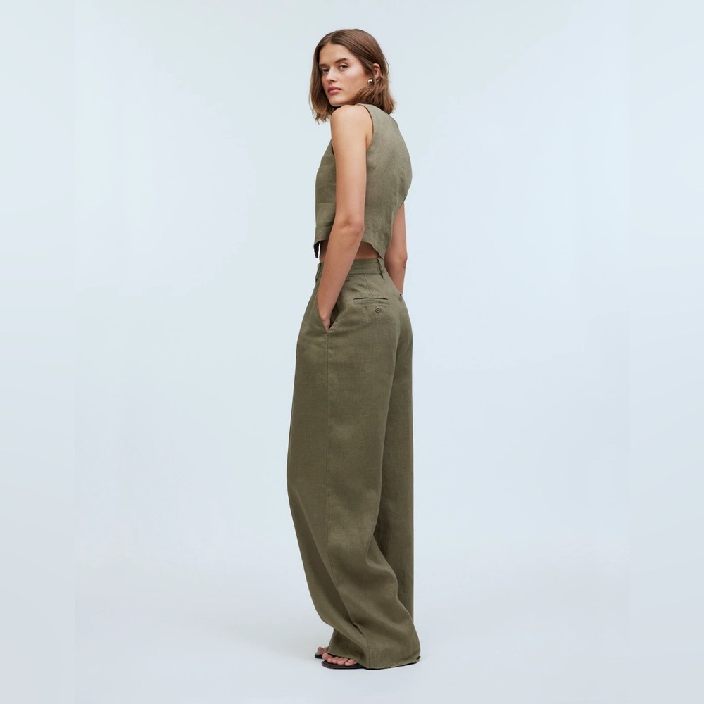 Madewell The Petite Harlow Wide-Leg Pants Size 00P in 100% Linen - Picture 3 of 9
